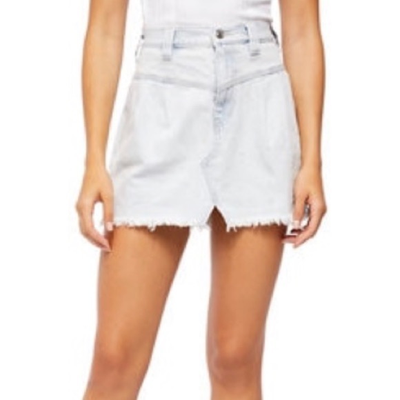 Free People Side Car Mini Skirt jean denim size 28 inches - Picture 1 of 16